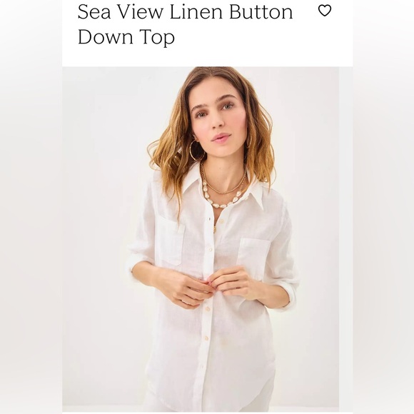 Lilly Pulitzer White Sea View Linen Shirt - size Small - Picture 1 of 6